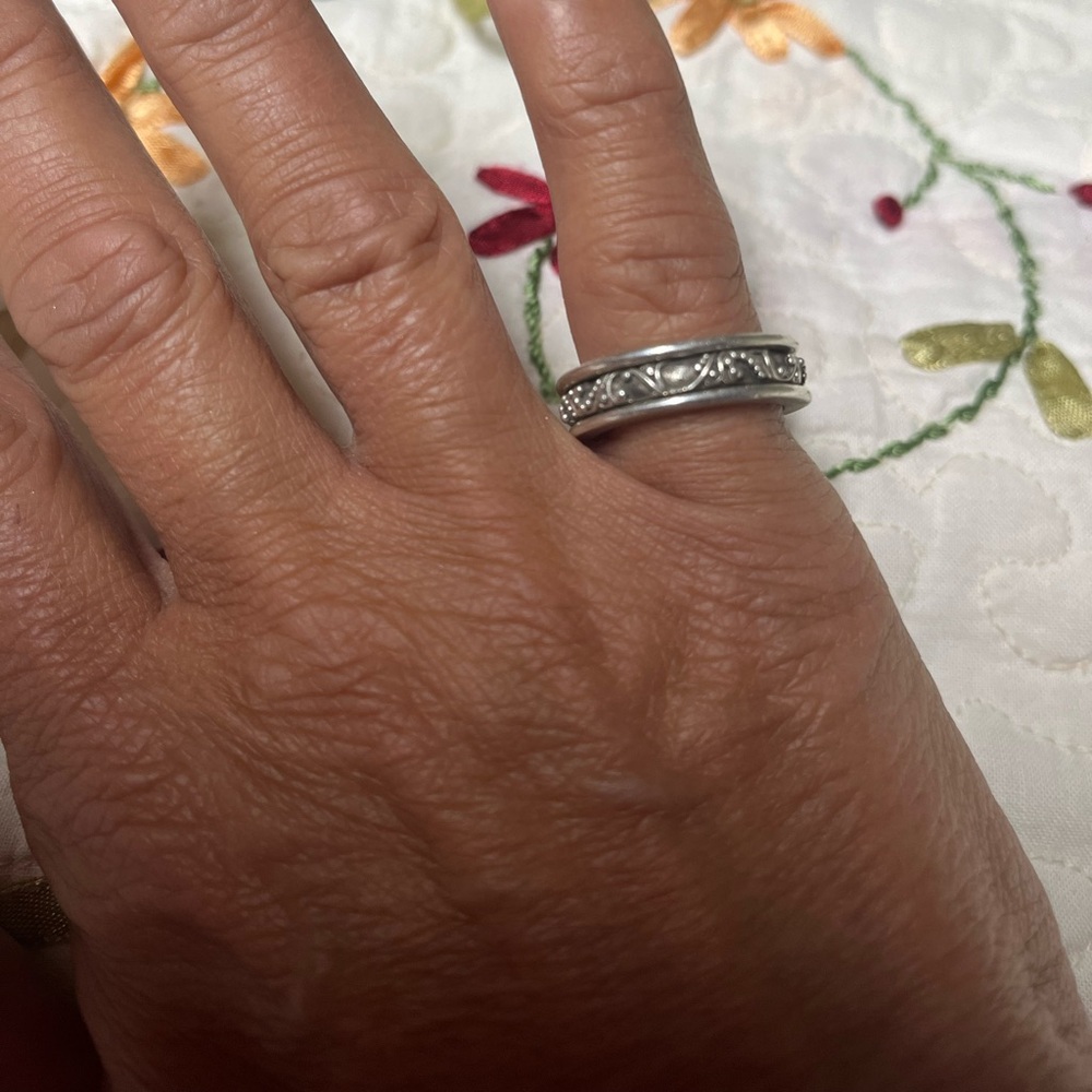 3 stack ring. Size 6-6,5. Some little balls are missing from the middle ring.